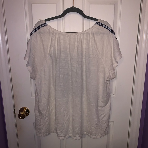 White Shirt with Blue Embroidery - Picture 3 of 5